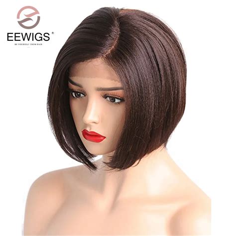 synthetic bob wigs with bangs|yaki straight bob wigs brown.